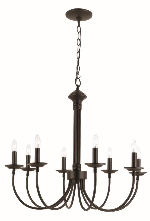 8LT CHANDELIER- J ARM- BLACK F